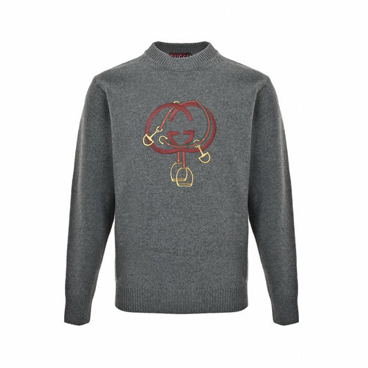 Interlocking G Equestrian Embroidery Cotton Sweater