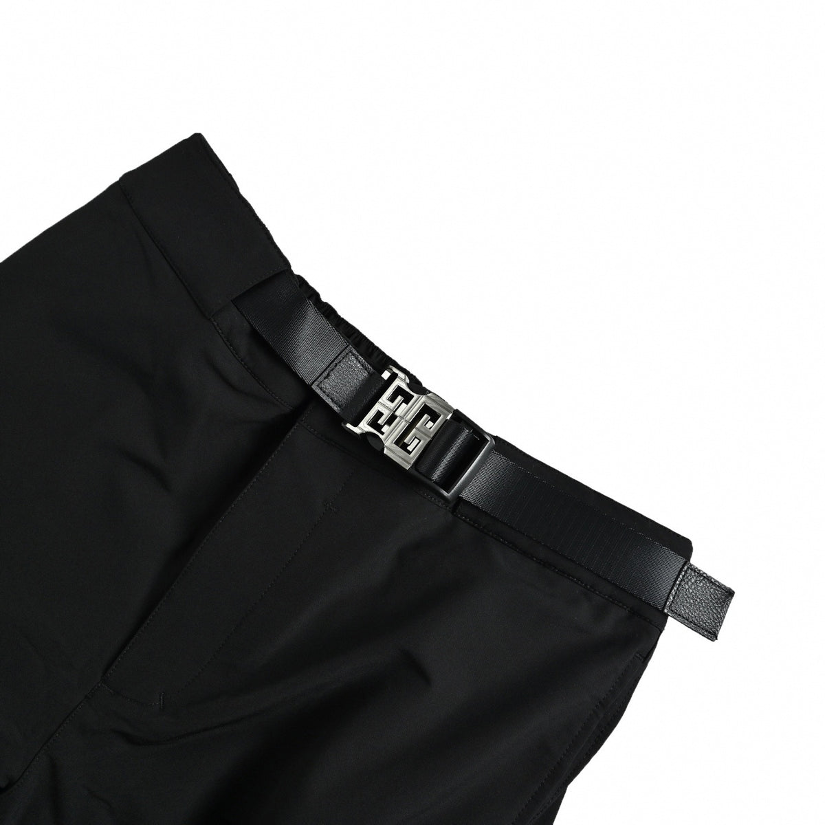 4G Buckle Thigh-Zip Cargo Pants in Black