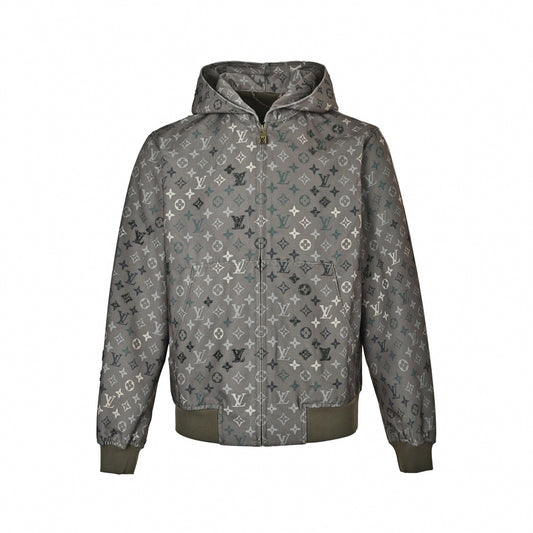 Beaded Monogram Canvas Hooded Jacket - Taupe/Grey