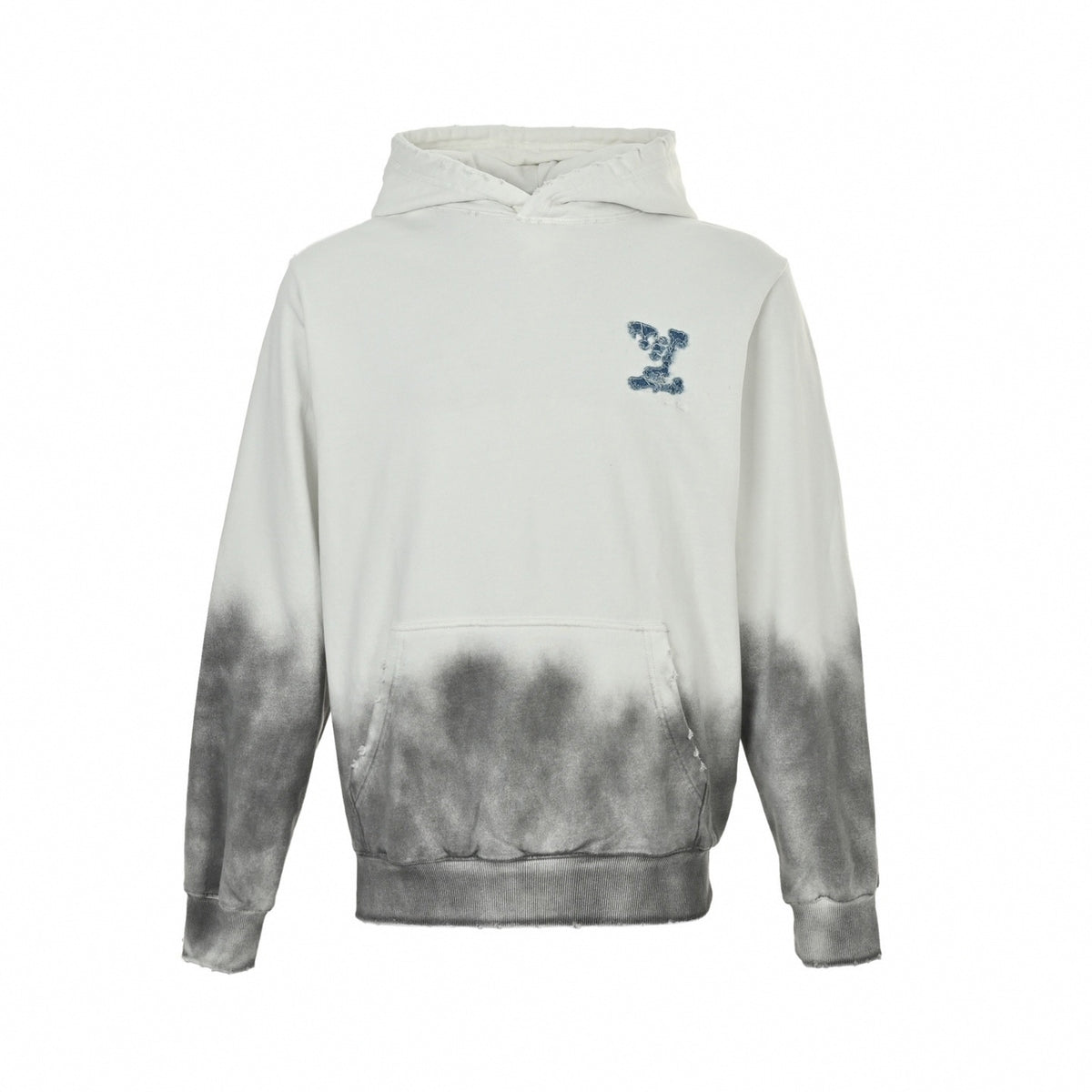 Bone Fade Denim Appliqué Hoodie