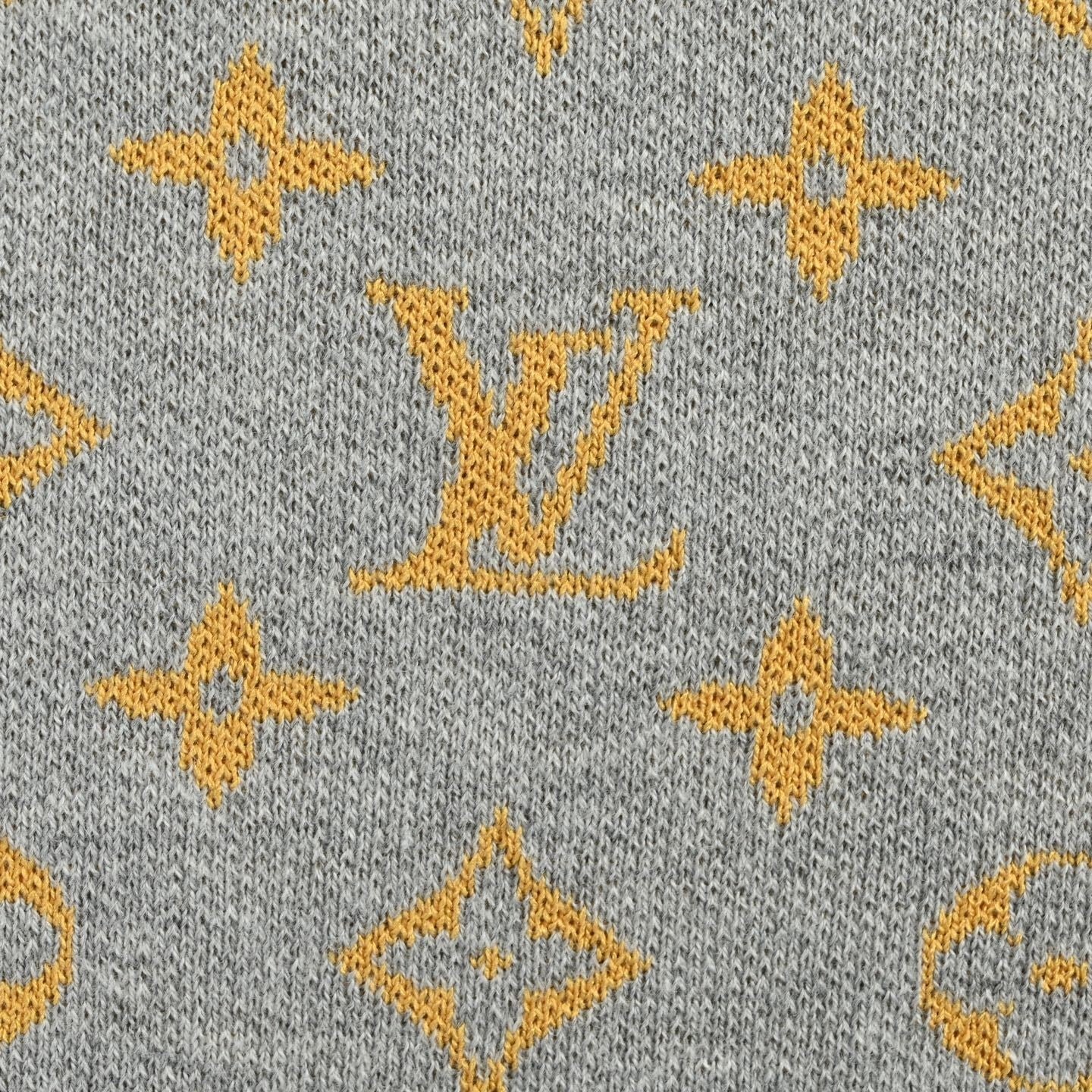 Monogram Jacquard Knit T-Shirt | Grey & Mustard