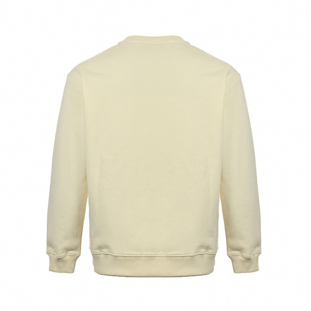 Dog Graphic Print Crewneck Sweatshirt in Off-White Heavy Cotton