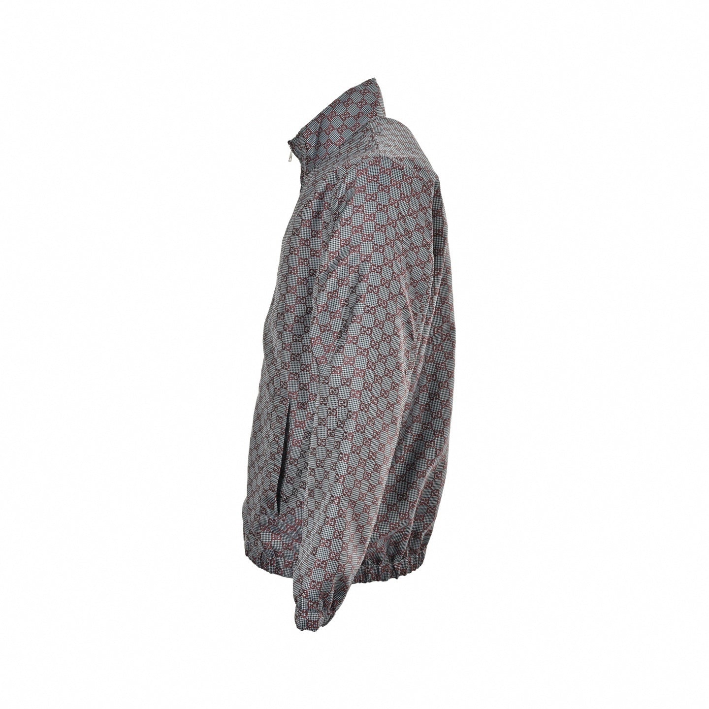 GG Houndstooth Zip Jacket | Grey & Red