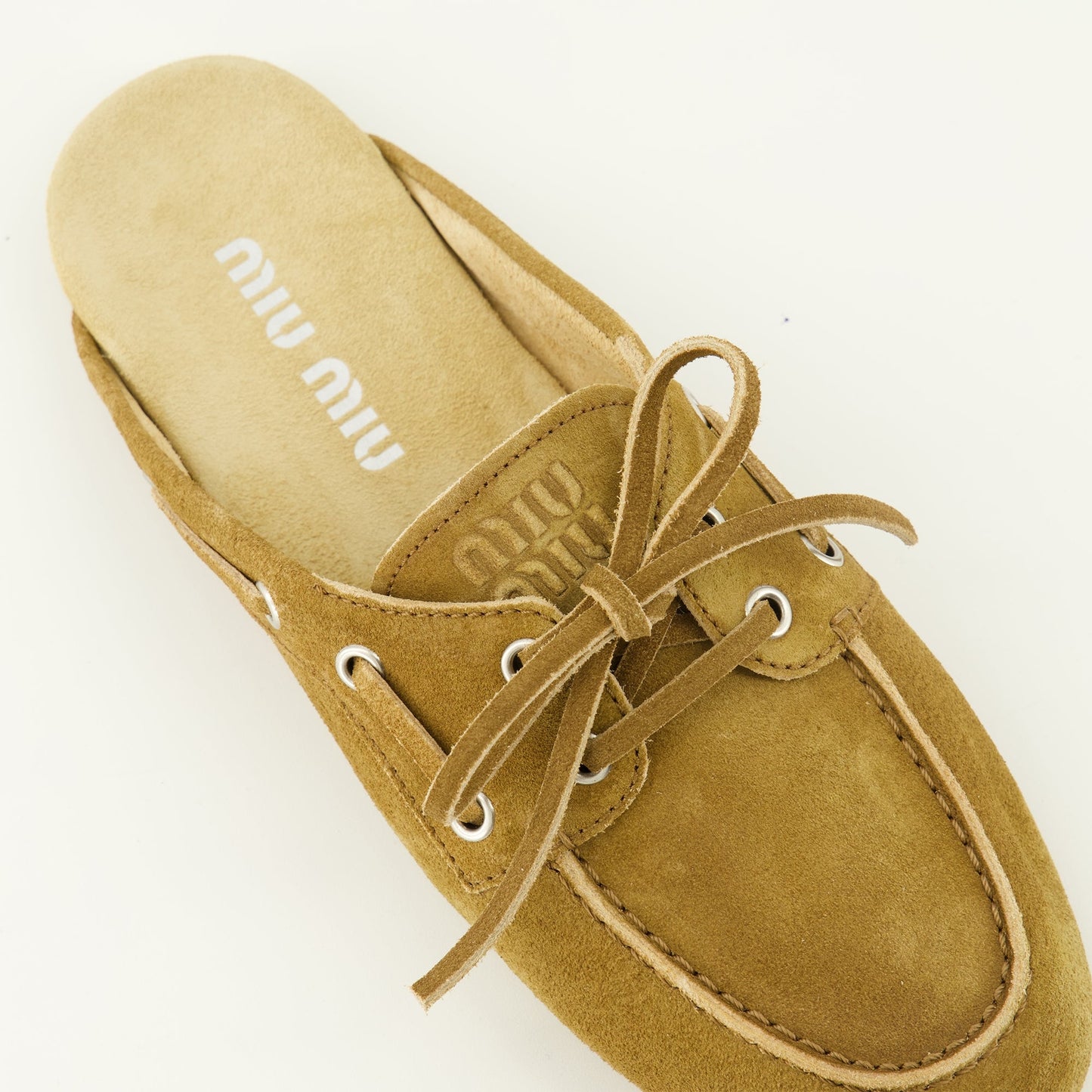 Brown Suede Boat Mules