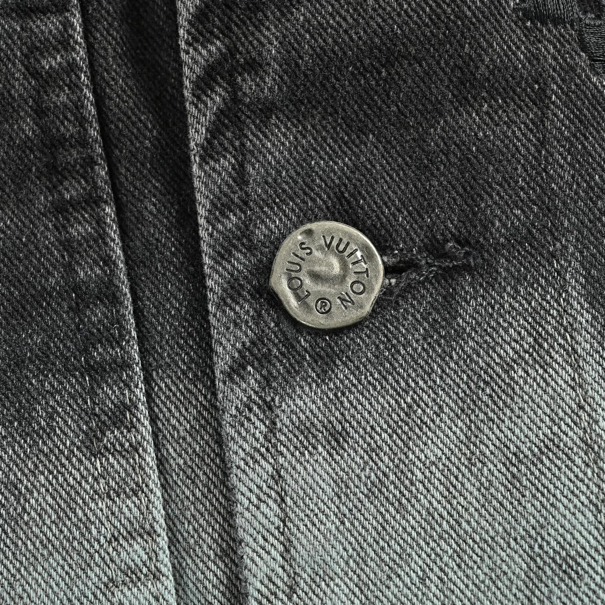 Embroidered Monogram Gradient Denim Jacket - Black/Light Blue