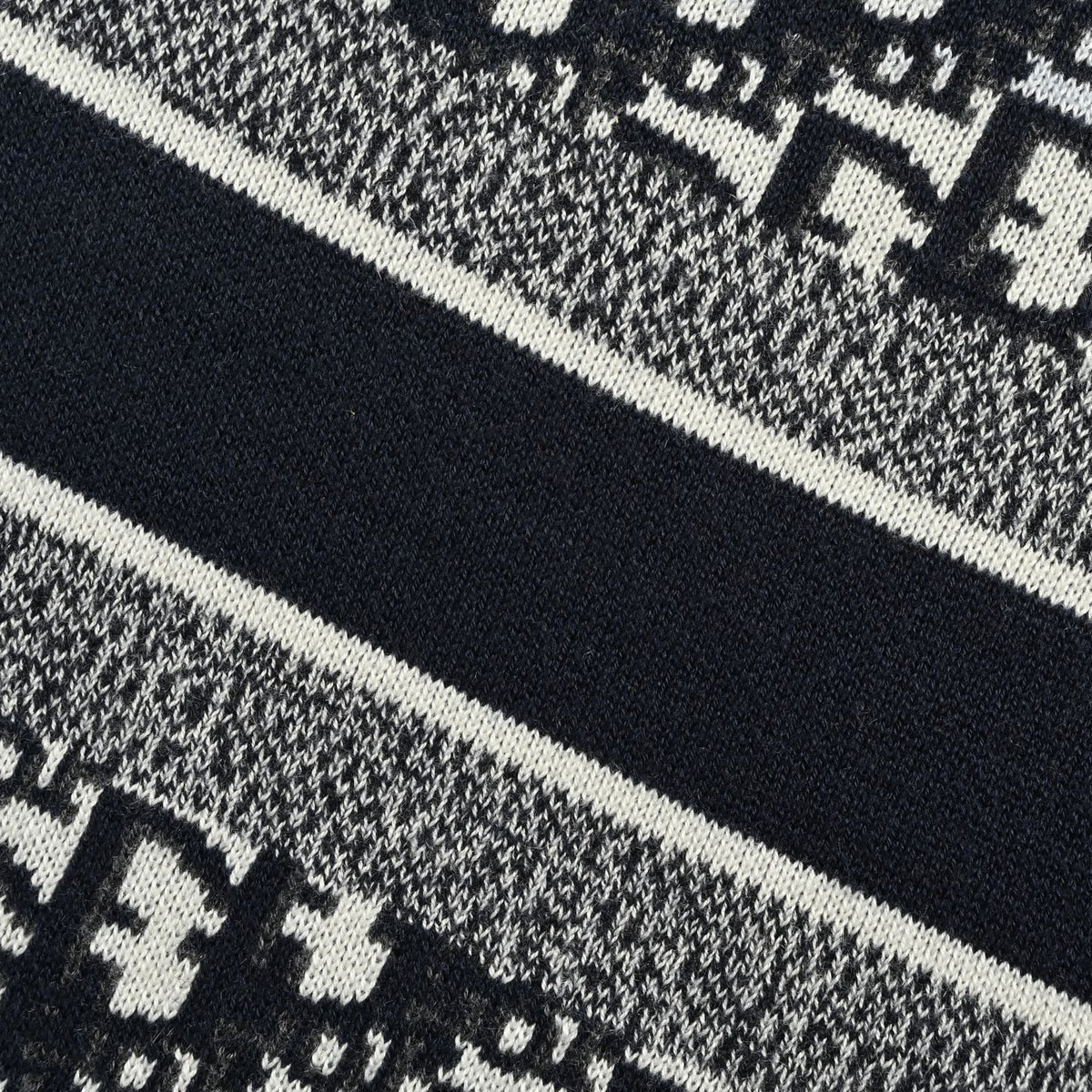 Reversible Oblique Jacquard Crewneck Sweater in Deep Navy & White