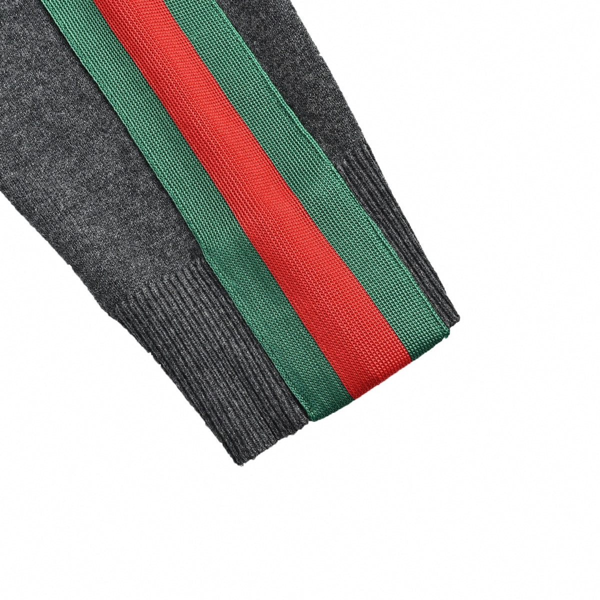 Web Stripe Wool Full-Zip Knit Cardigan Track Jacket in Charcoal Grey