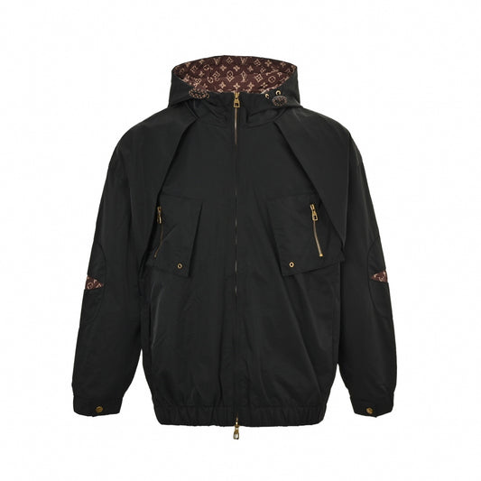 Monogram-Lined Hooded Jacket
