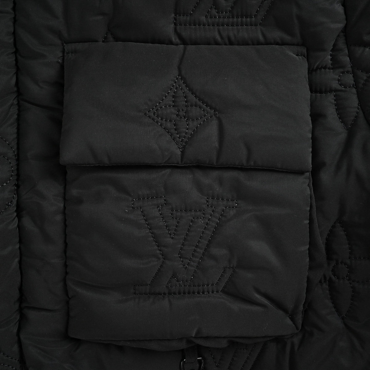 Monogram Quilted Utility Overshirt Jacket in Black