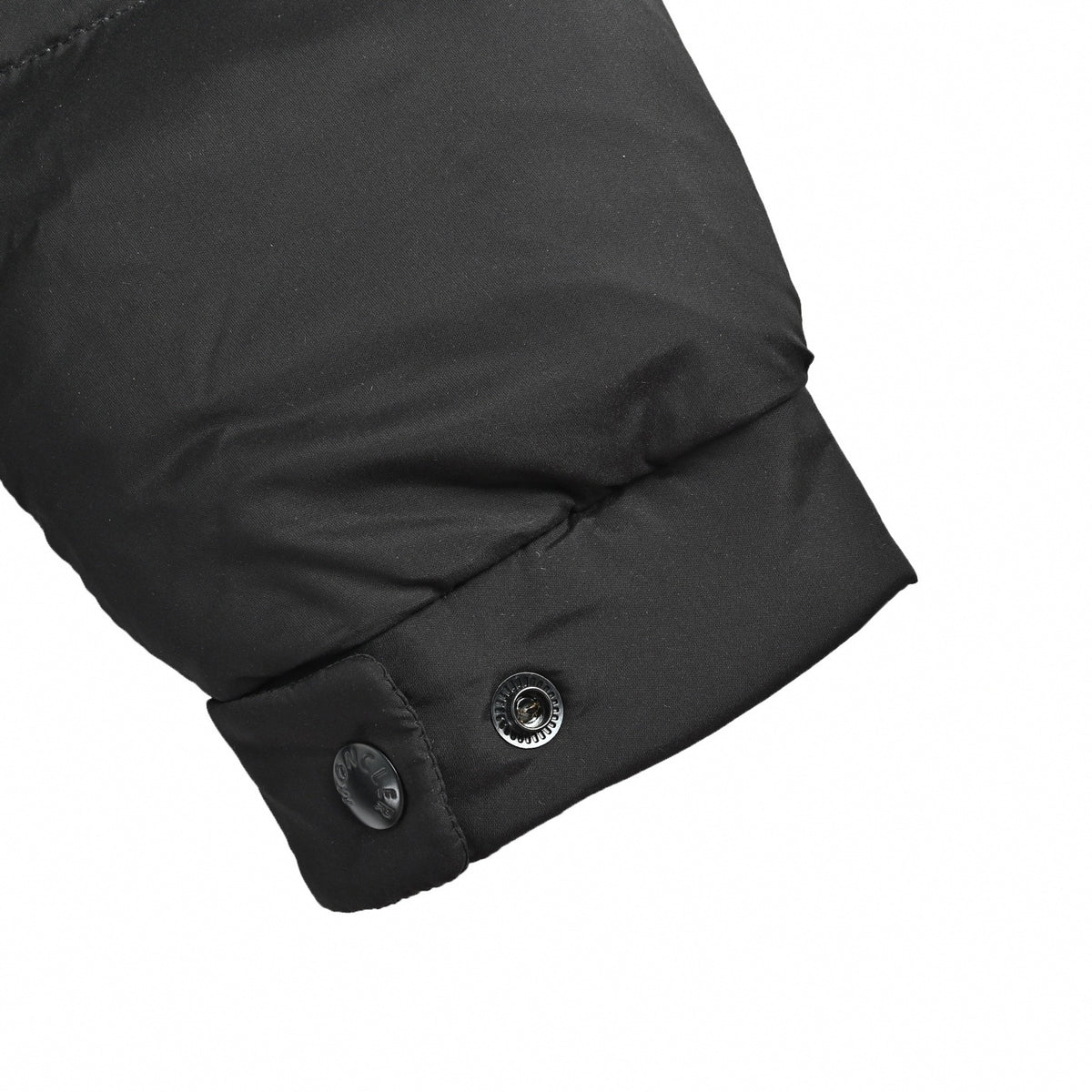 Madeira Embossed Logo Hooded Short Down Jacket in Matte Black