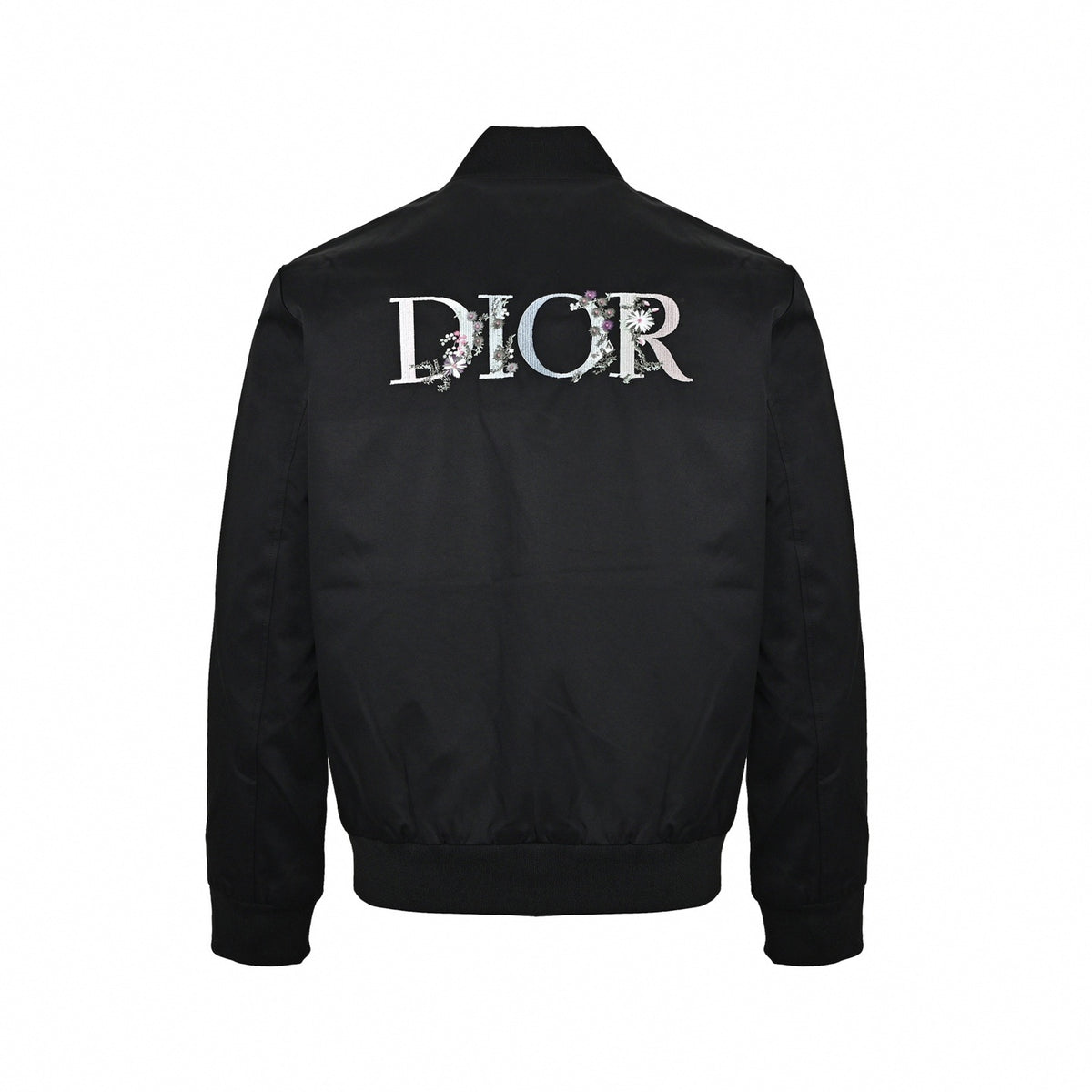 Floral Logo Embroidered Snap-Front Bomber Jacket