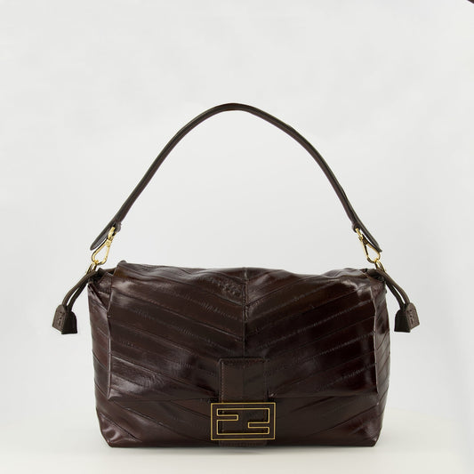Brown Leather Mamma Baguette Bag
