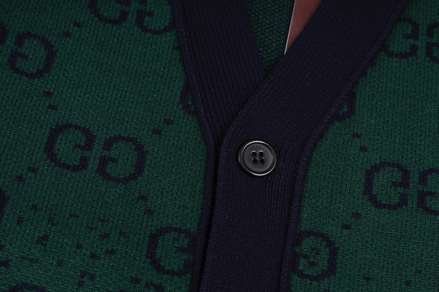 Gradient GG Monogram Wool Cardigan | Green & Navy