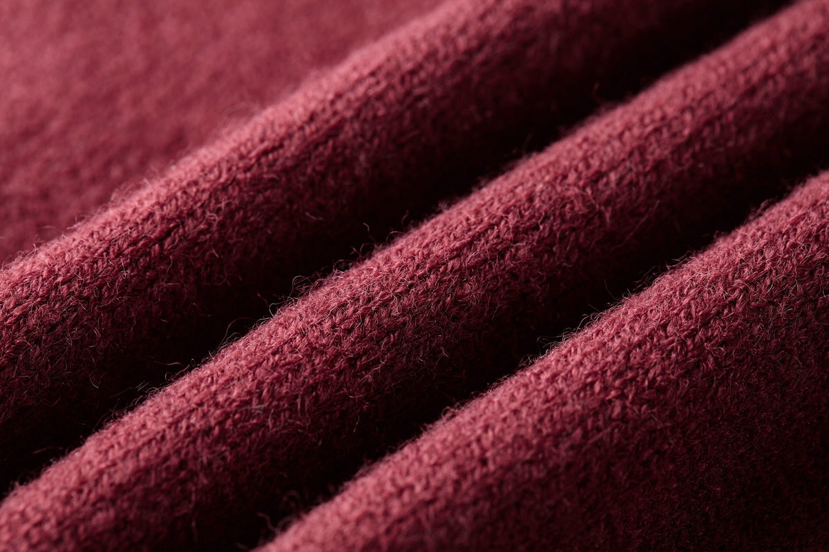 Tonal Embroidered Logo Short-Sleeve Knit Sweater in Burgundy