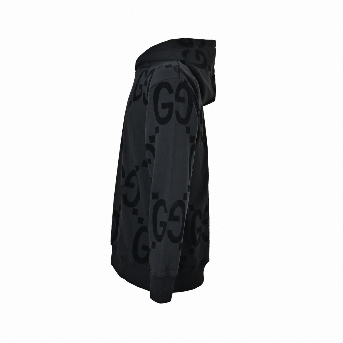 Jumbo GG Flocked Velvet Hoodie in Black