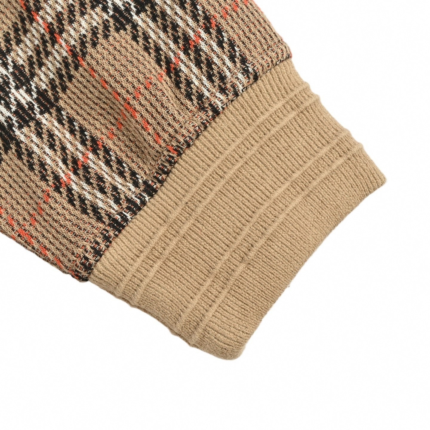 Vintage Check Jacquard Cotton Zip Hoodie | Archive Beige