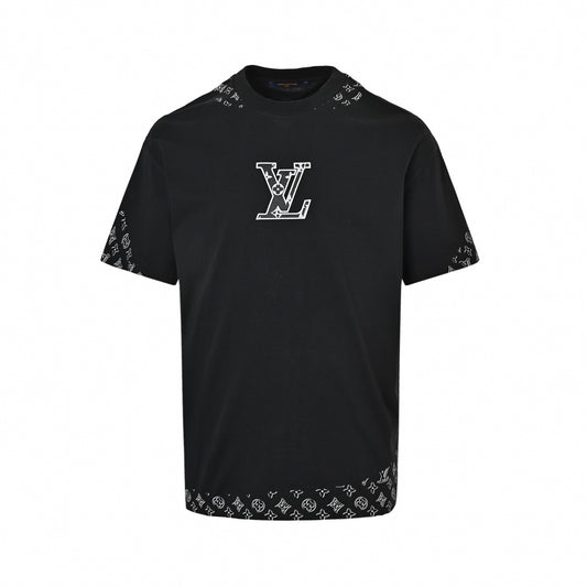 Stencil Monogram & Patch T-Shirt | Black