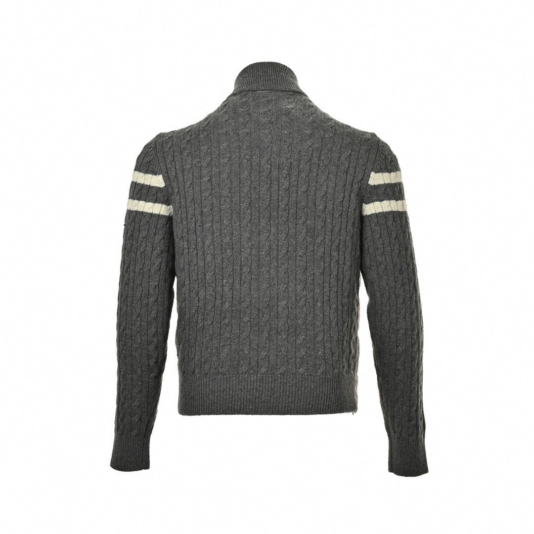 Cable Knit Sleeve Quilted Down Cardigan | Grey