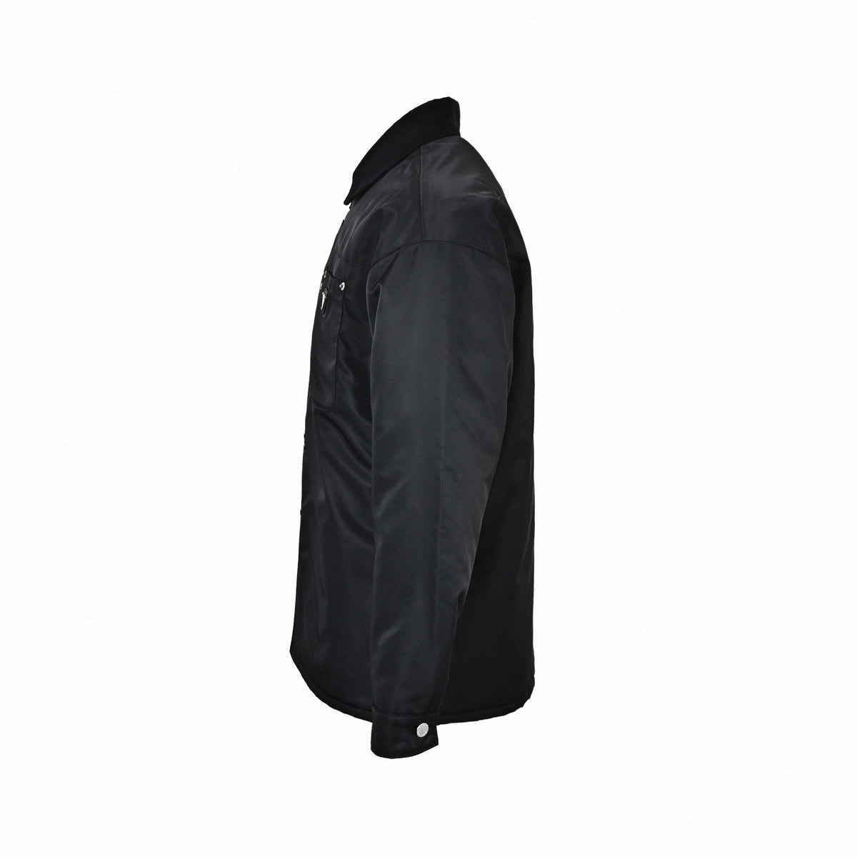 Corduroy Collar Re-Nylon Overshirt Jacket in Jet Black