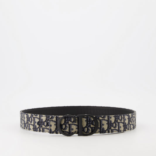 Reversible CD Icon Belt | Oblique Canvas & Black Leather