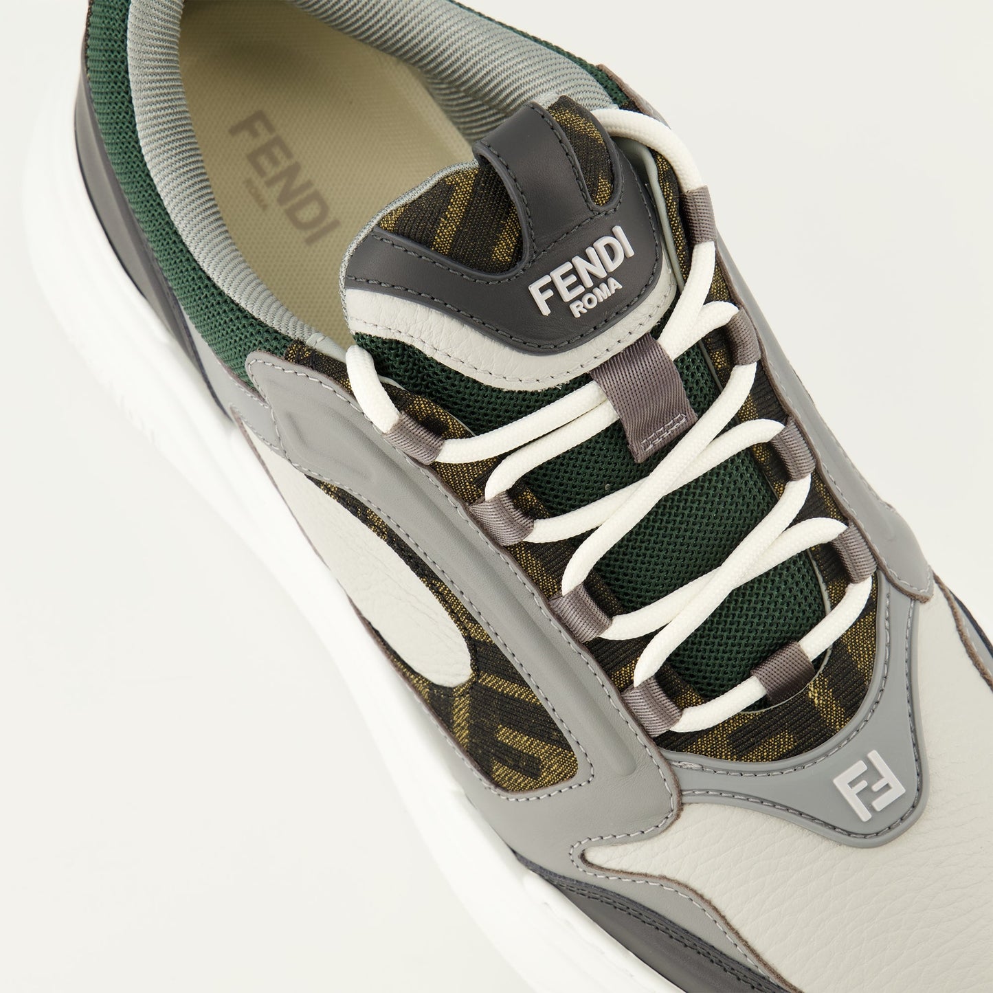 Fendi Force Gray and Green Sneakers