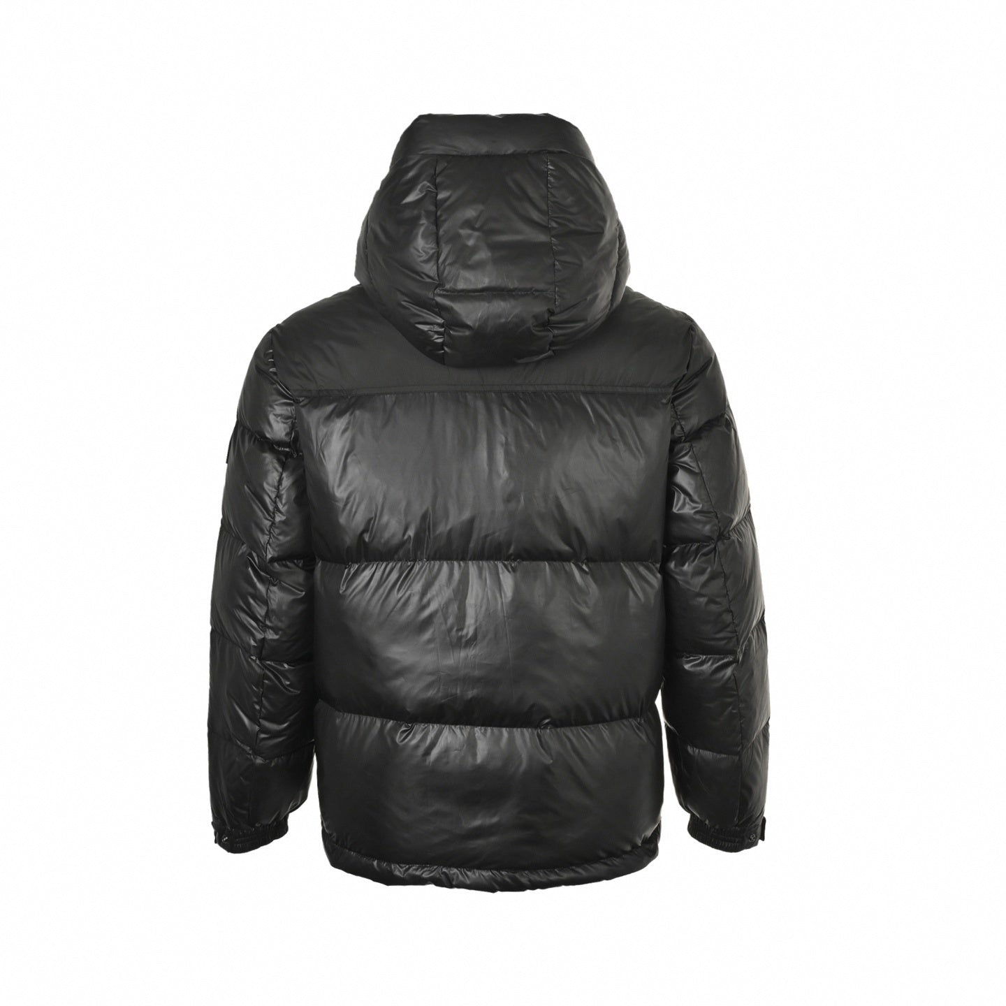 Check Lined Hooded Puffer | Black