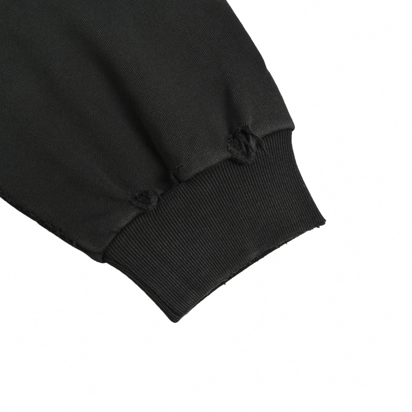 Tape Logo Distressed Zip Hoodie