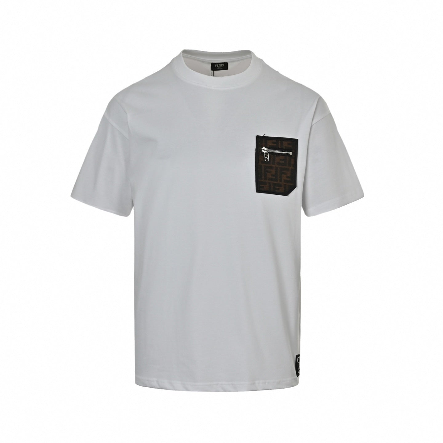 FF Monogram Zip Pocket Cotton T-Shirt