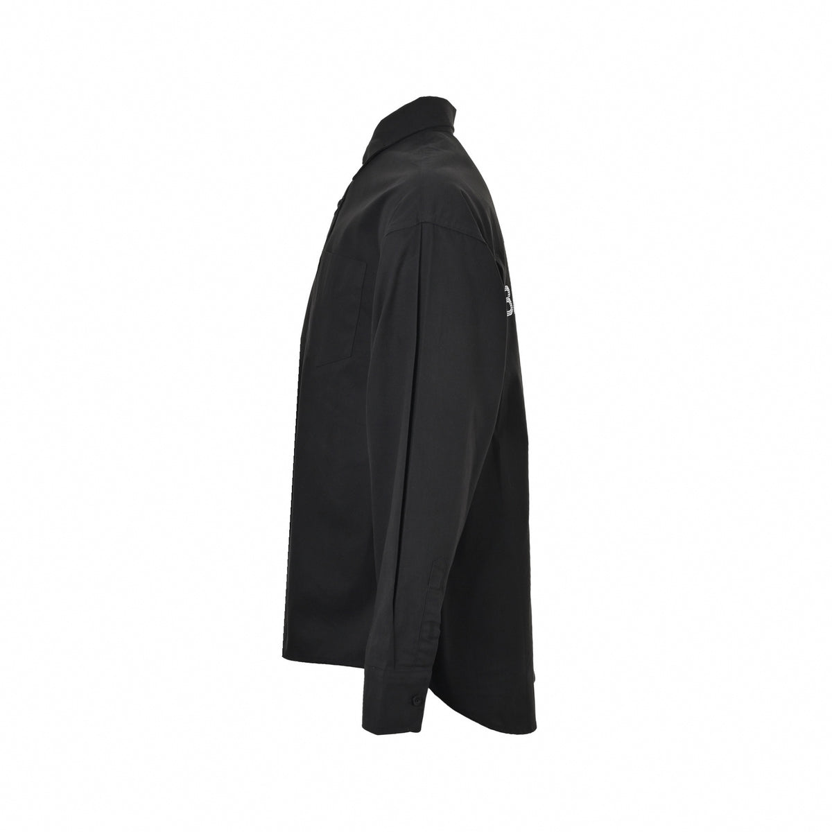 Rhinestone Back Logo Cotton Button-Down Oversized Shirt in Black