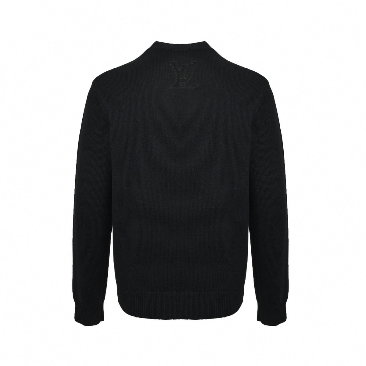 Monogram Braided Motif Cotton Crewneck Sweater in Black