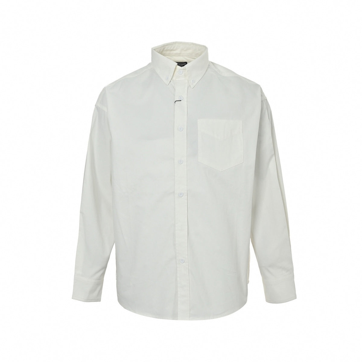 Rhinestone Back Logo Cotton Button-Down Oversized Shirt in White