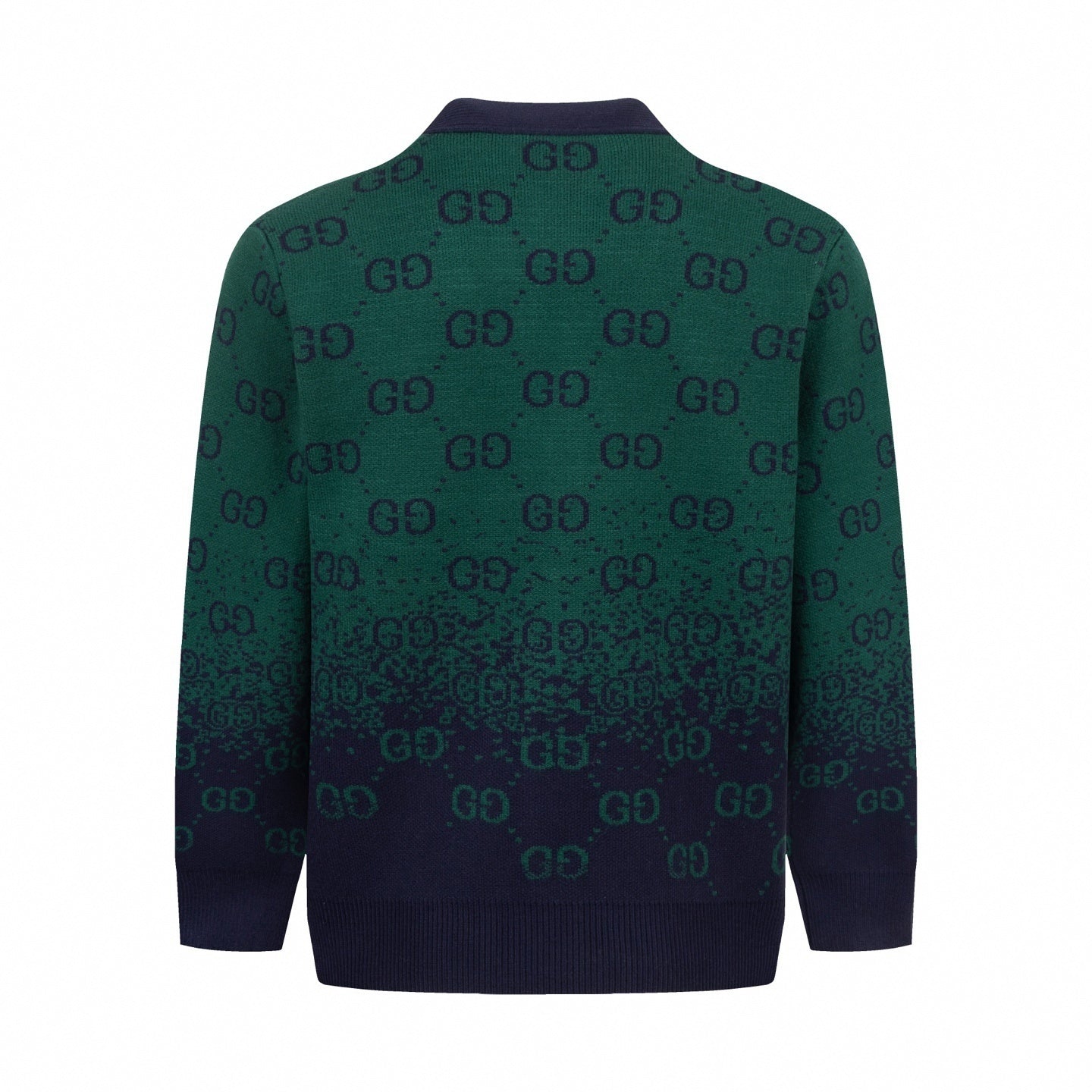 Gradient GG Monogram Wool Cardigan | Green & Navy