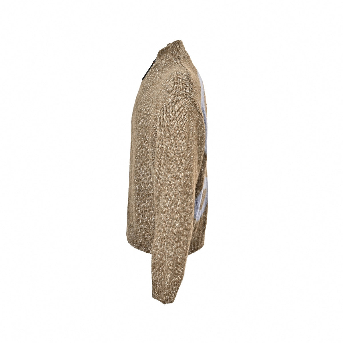 Oversized Script Logo Full-Zip Knit Cardigan in Marled Beige & Lavender