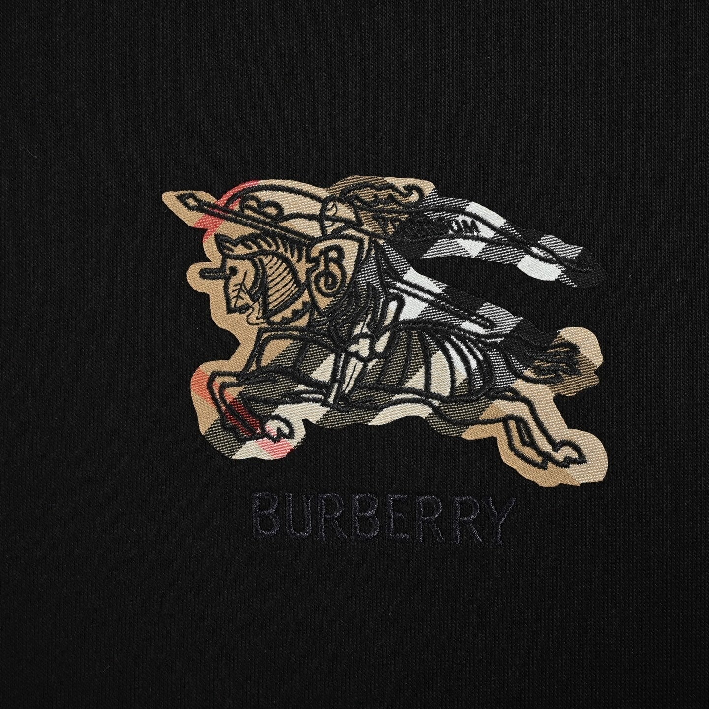 Check Equestrian Knight Embroidered Cotton Tracksuit | Black