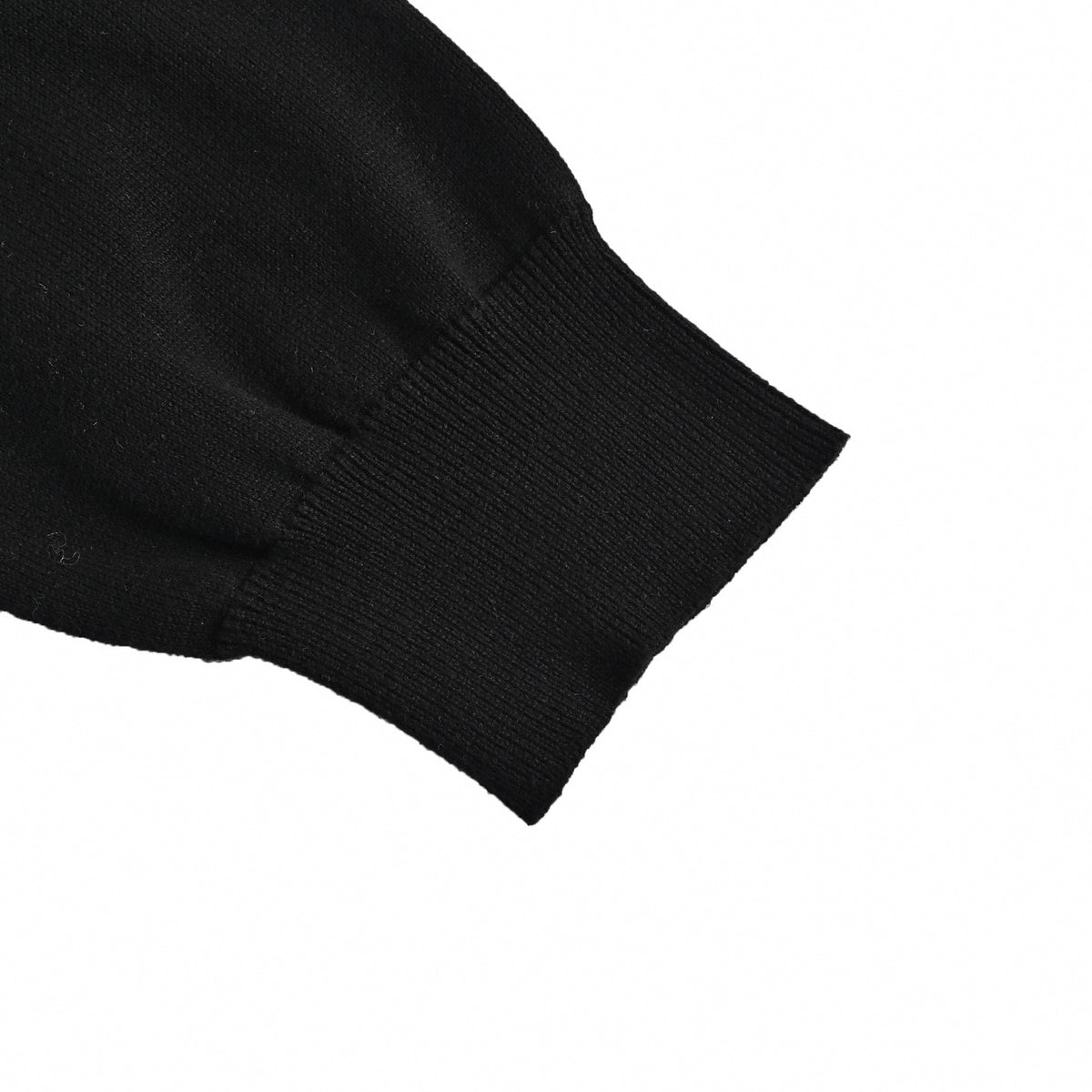 Embroidered Collar Wool Crewneck Sweater in Black