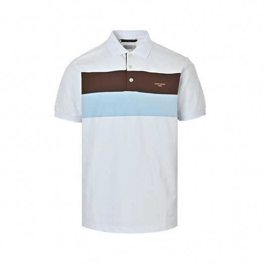 Color-Block Stripe Polo Shirt | White