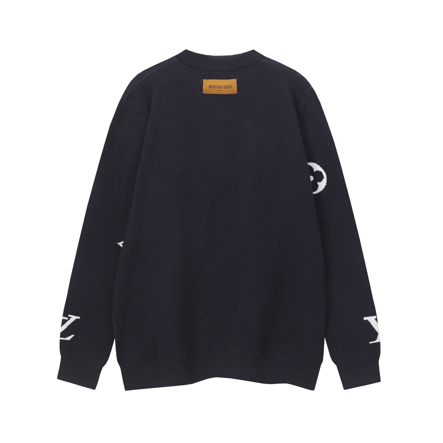 Scattered Monogram Intarsia Wool Crewneck | Navy
