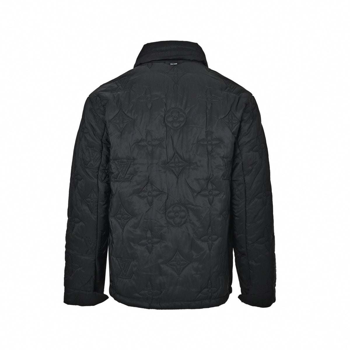 Monogram Quilted Utility Overshirt Jacket in Black