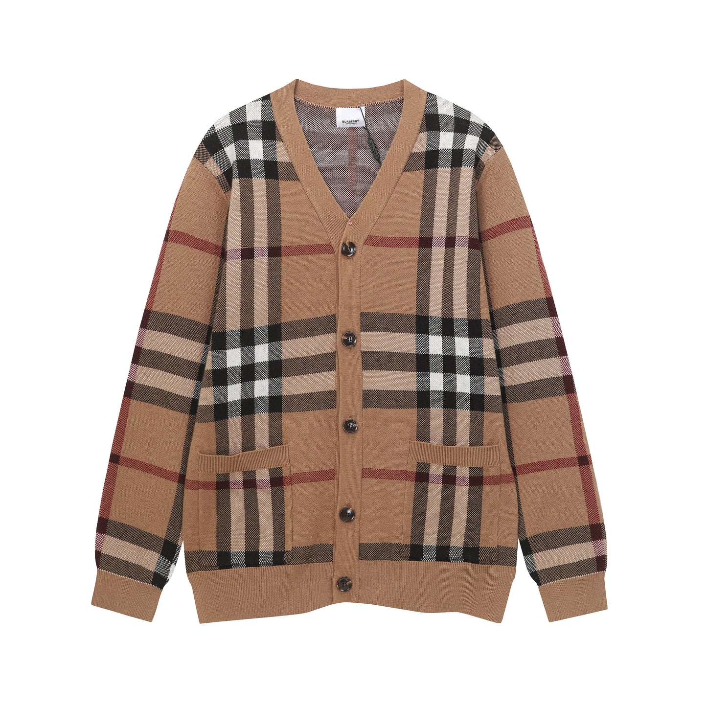 Giant Check V-Neck Cardigan | Archive Beige