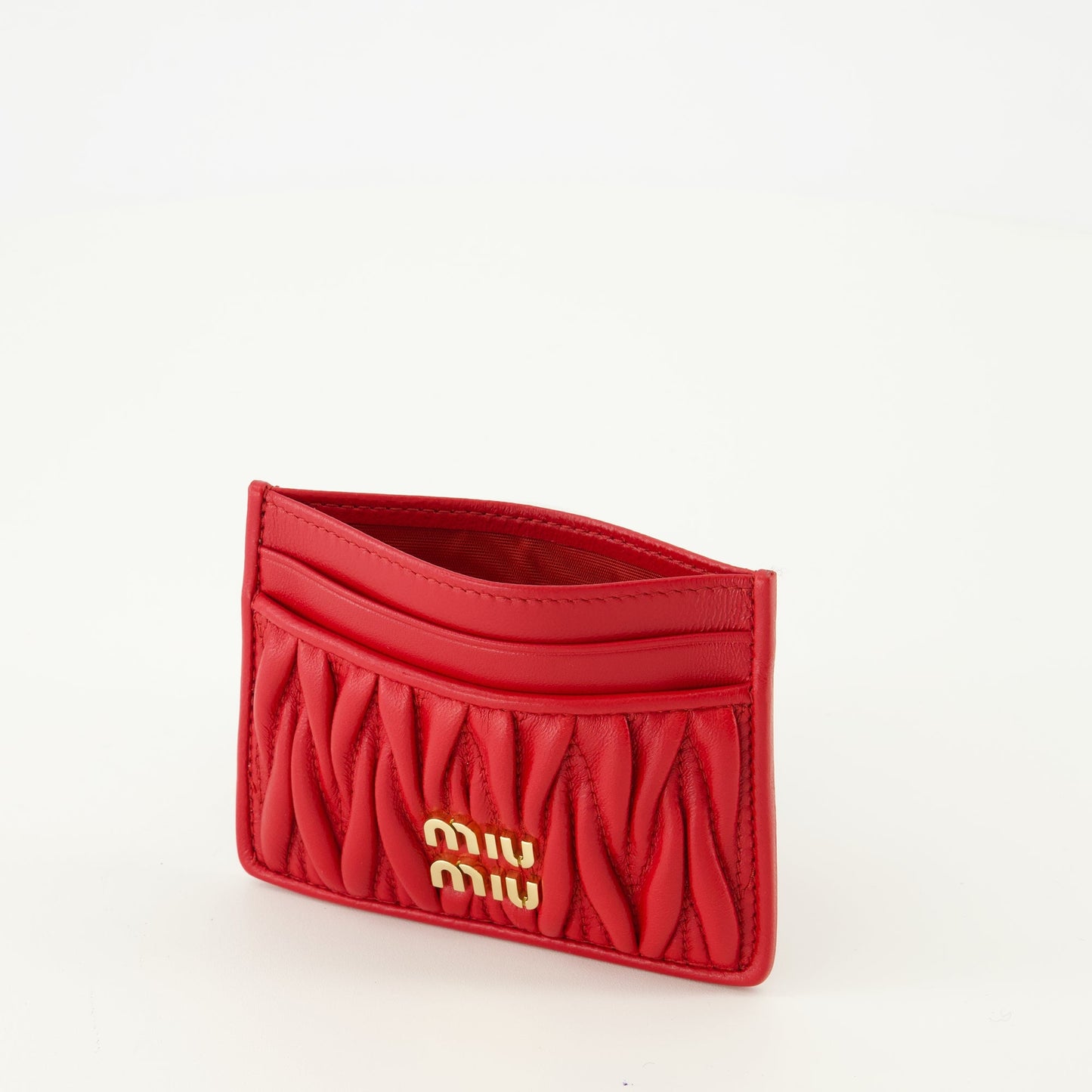 Red Quilted Leather Card Holder