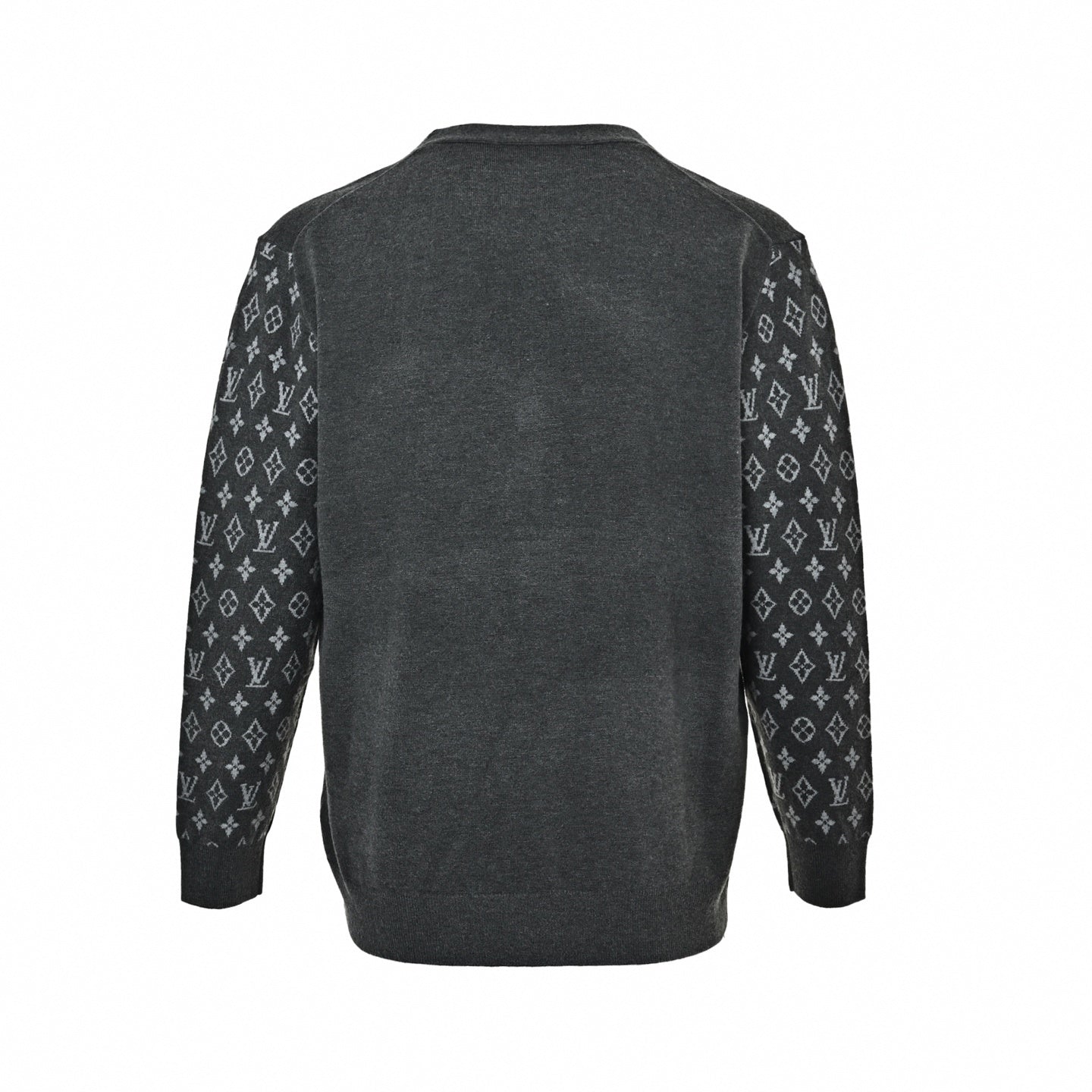 Monogram Sleeve V-Neck Cardigan - Charcoal Grey