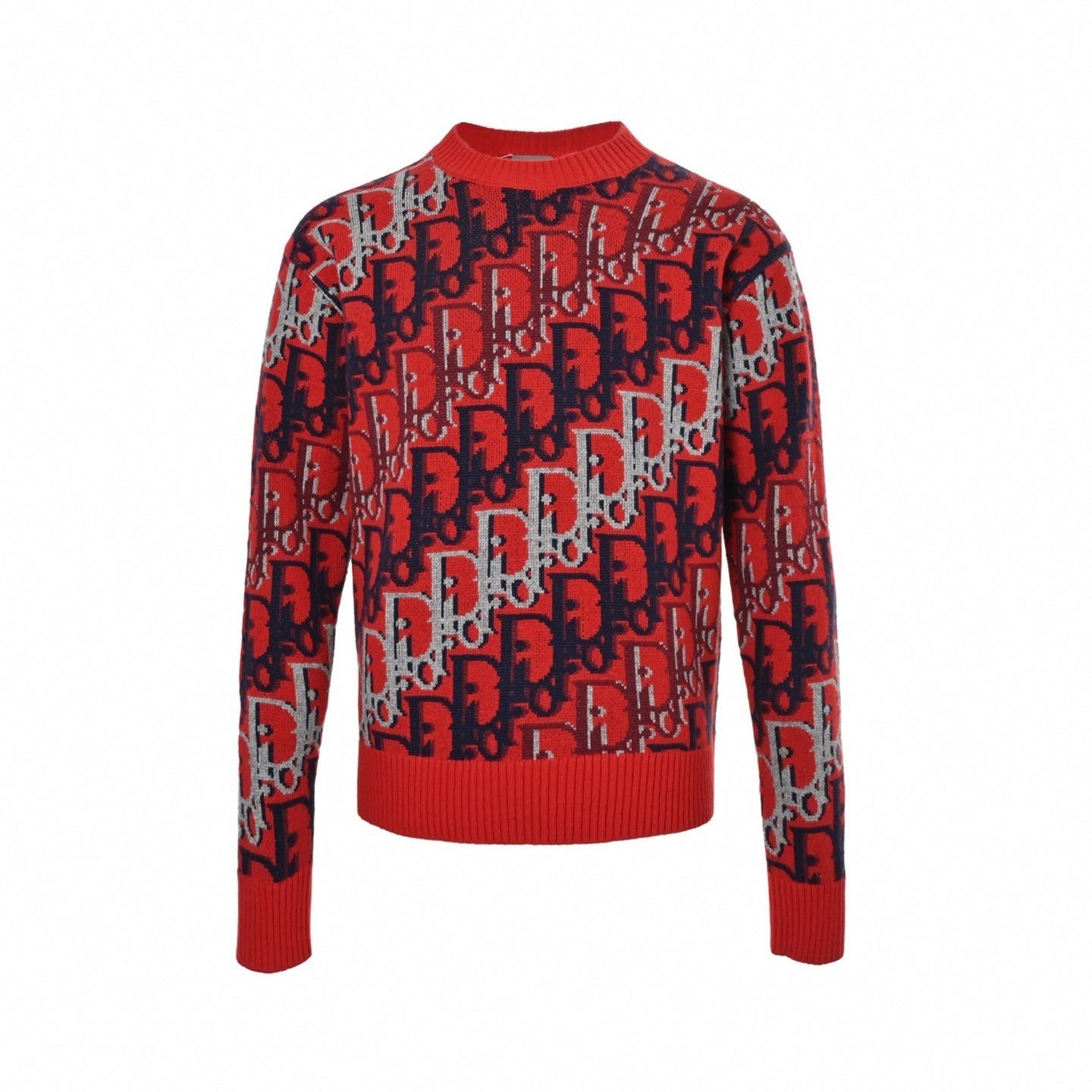 Diagonal Oblique Wool Knit Crewneck