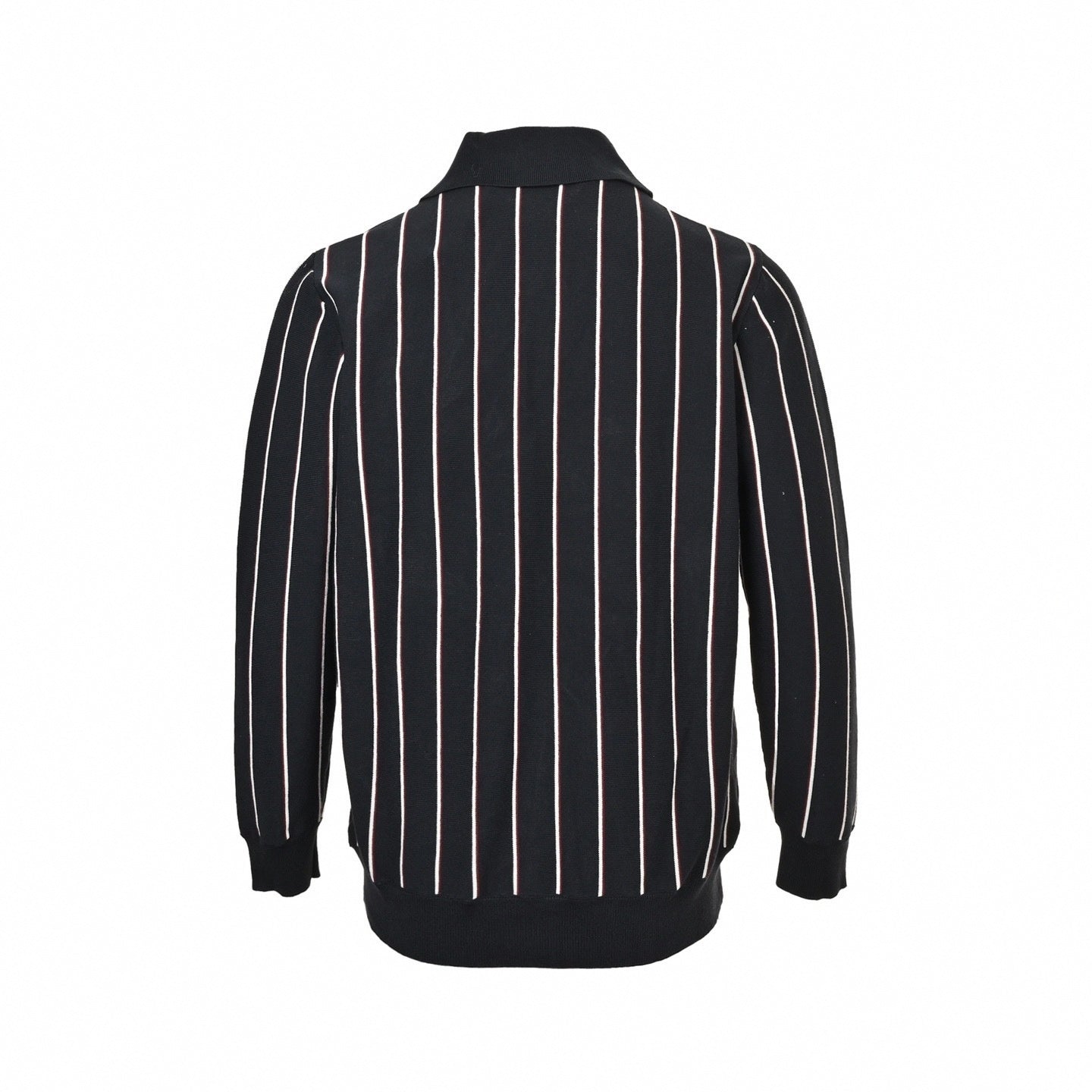 Fine-Knit Pinstripe Cardigan | Black & White
