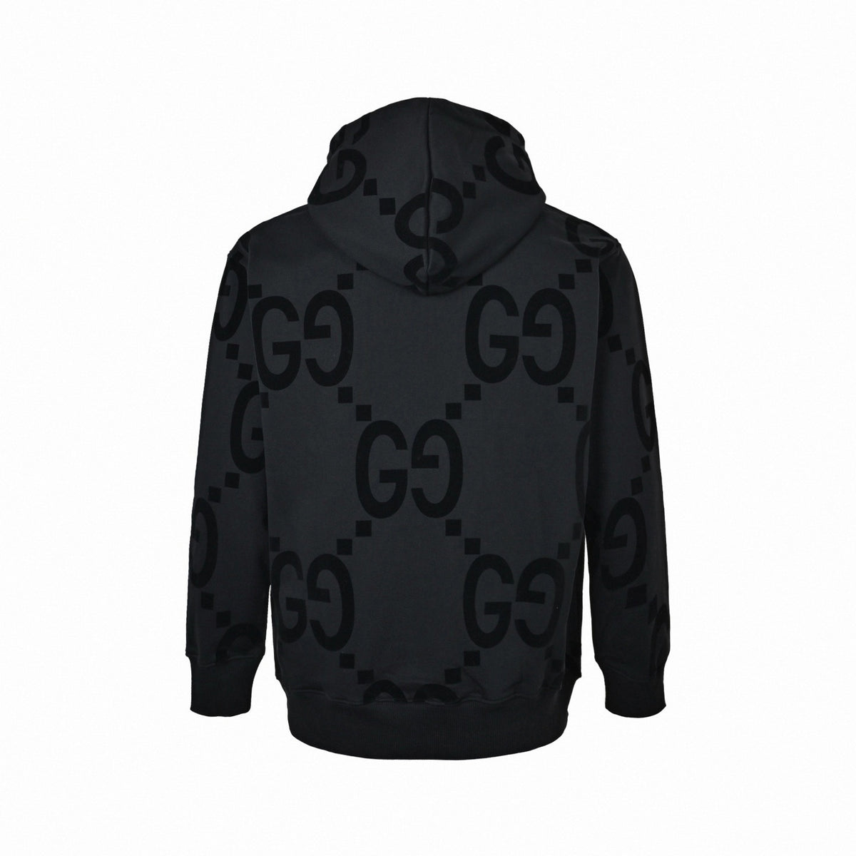 Jumbo GG Flocked Velvet Hoodie in Black
