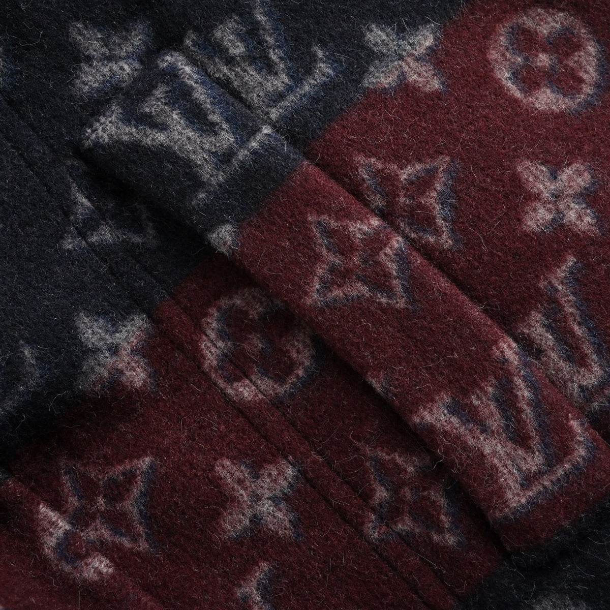 Reversible Monogram Jacquard Wool Blouson Jacket in Navy & Burgundy