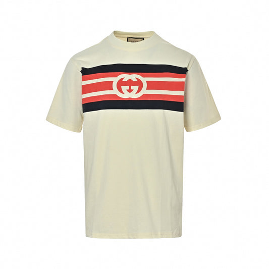 Interlocking G Stripe T-Shirt - Cream
