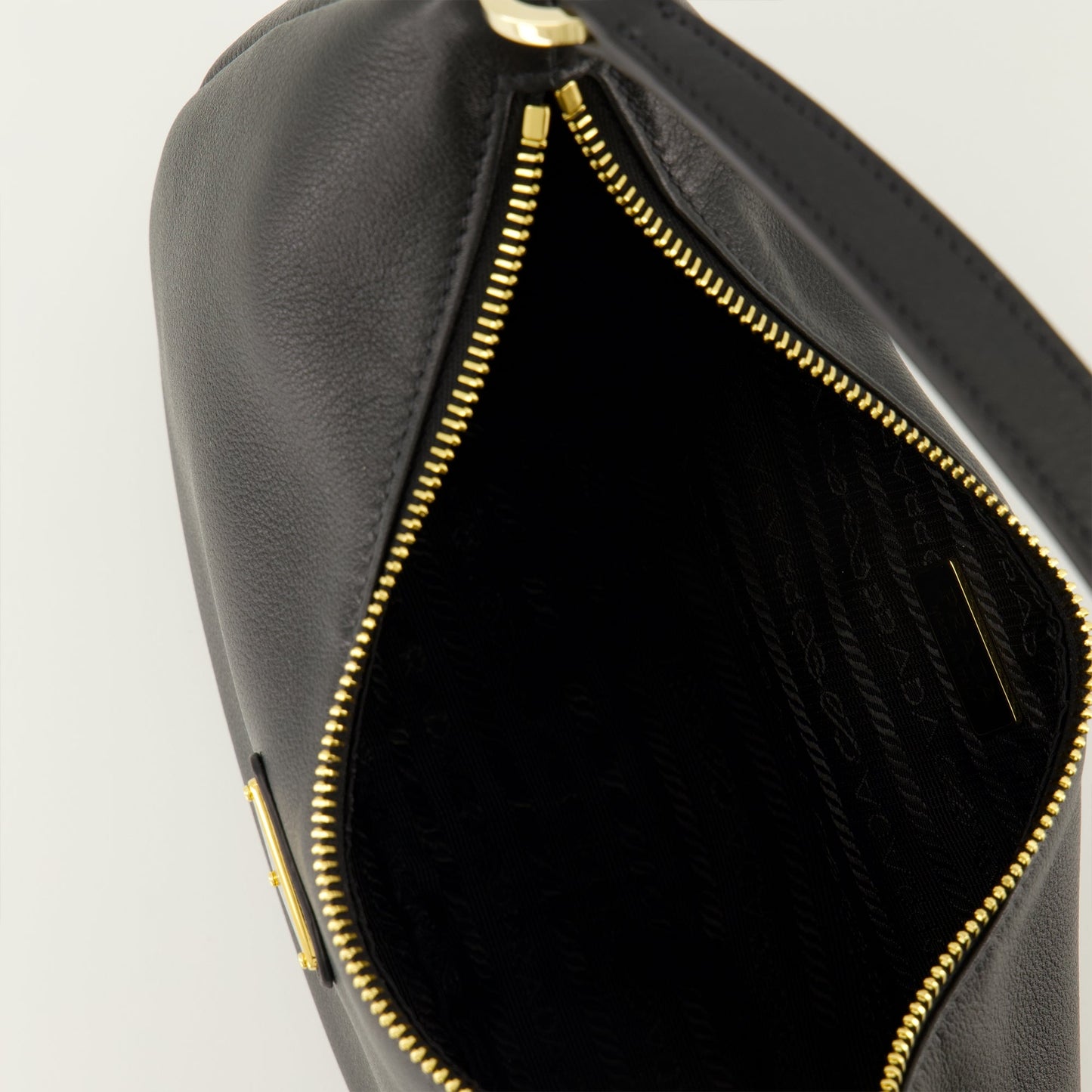 Black Leather Drawstring Bag