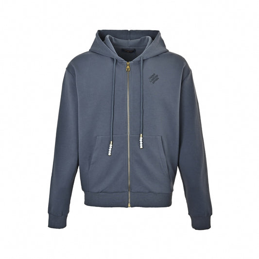 Marque Déposée Zip-Up Hoodie - Slate Blue
