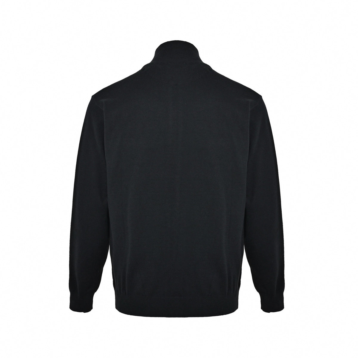 Enamel Triangle Logo Full-Zip Wool Knit Cardigan in Black