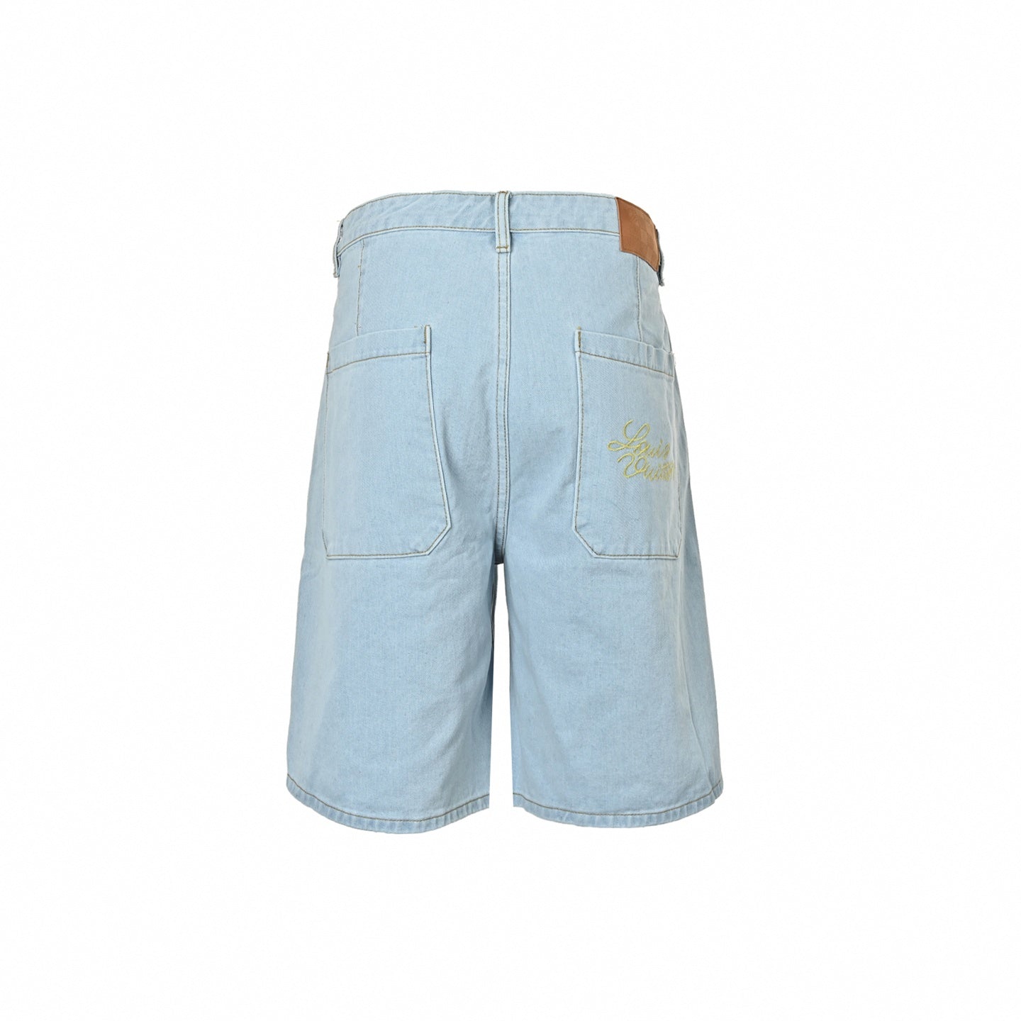 Monogram Flower Rivet Denim Shorts | Light Blue